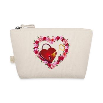 Cœur de rose avec serrure d’amour et clé en or - Trousse biologique - nature - Devant