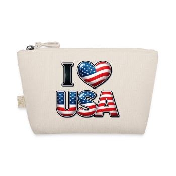 I Love USA – Patriotic Message Emblem Flag - Organic Pouch - nature - Front