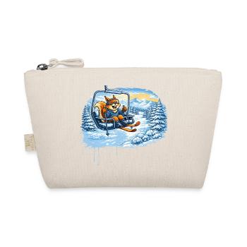 Funny squirrel in the ski lift – winter fun motif - Organic Pouch - nature - Front