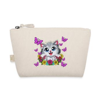 Cat kiss in a floral wreath - Organic Pouch - nature - Front