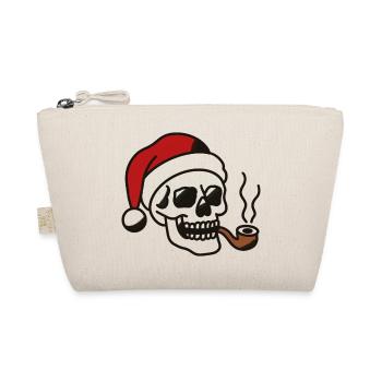 Smoking Skull with Santa Hat Illustration - Organic Pouch - nature - Front