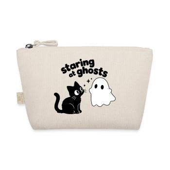 Cute Cat Meets Ghost | Minimal Halloween Motif - Organic Pouch - nature - Front