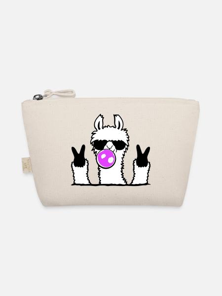 Lama Kaugummi Sonnenbrille Peace Zeichen Cool Süß - Bio-Täschchen - Natur - Vorne