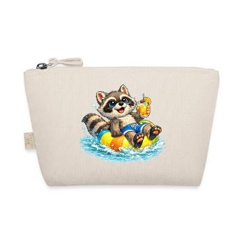Raccoon in swimming ring with cocktail Description - Organic Pouch - nature - Front