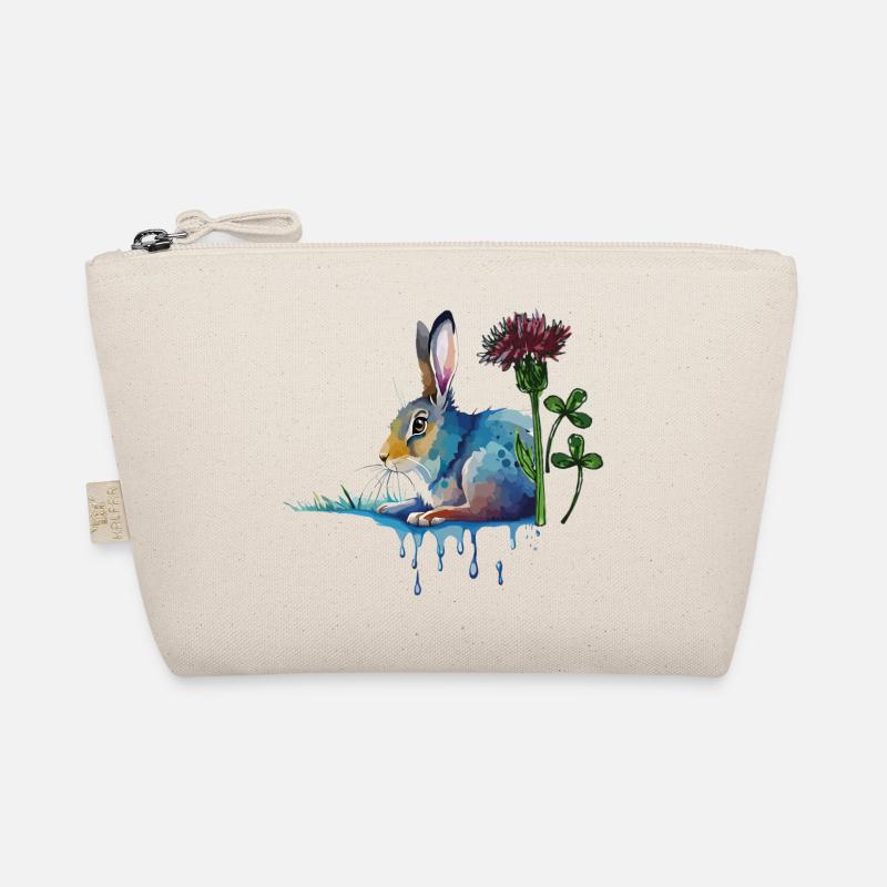 Colorful bunny with clover Organic Pouch