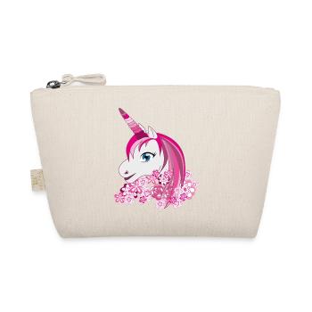 Pinkes Einhorn mit Blütenkrone - Bio-Täschchen - Natur - Vorne