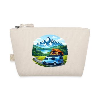 Vanlife Camper Illustration Bergmotiv - Bio-Täschchen - Natur - Vorne