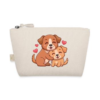 Two puppies cuddly heart illustration - Organic Pouch - nature - Front