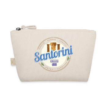 Santorini Greece Vintage Island Souvenir - Organic Pouch - nature - Front