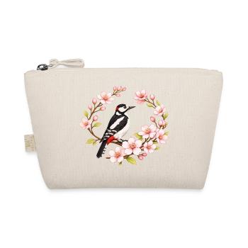 Great Spotted Woodpecker with Cherry Blossoms Spring Motif - Organic Pouch - nature - Front