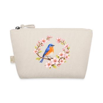 Bluebird with cherry blossom spring motif - Organic Pouch - nature - Front