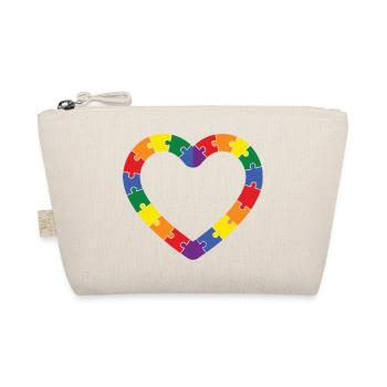 Autism Puzzle Heart Design - Organic Pouch - nature - Front