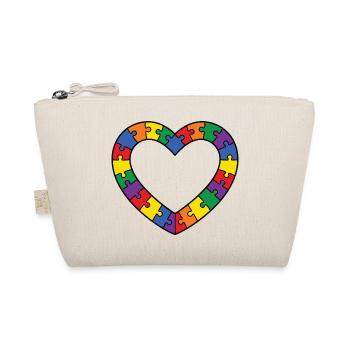 Autism Puzzle Heart Motif - Organic Pouch - nature - Front