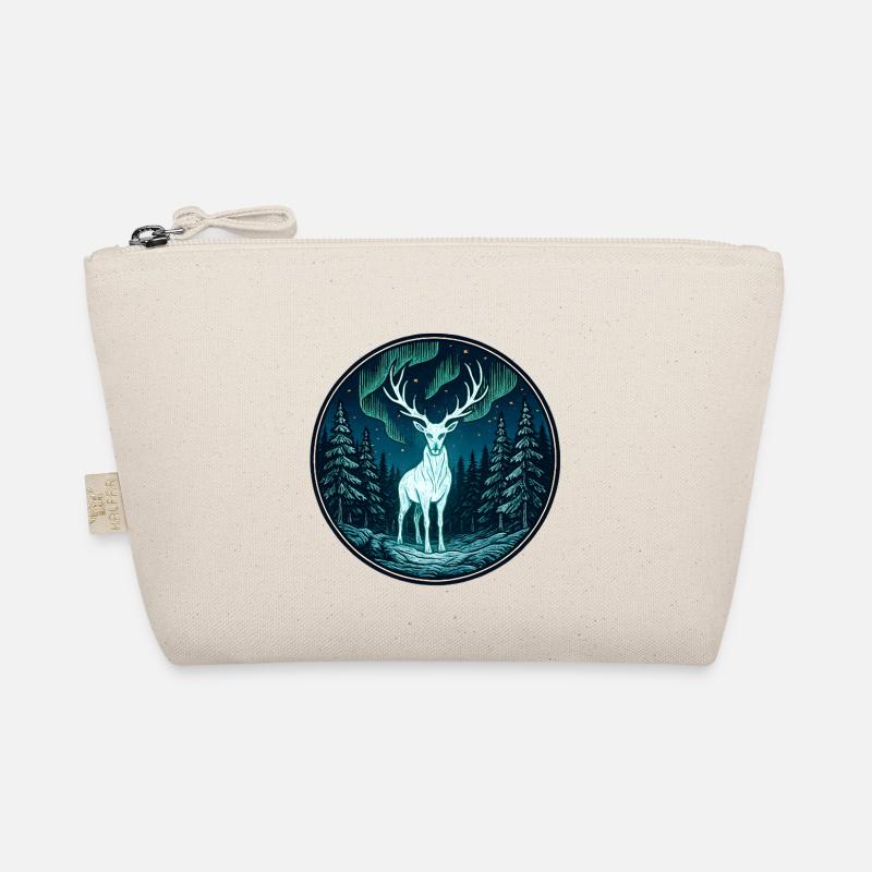 Aurora deer in the night forest Organic Pouch