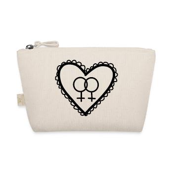Heart Black Lesbian Love Heart - Organic Pouch - nature - Front