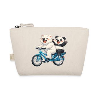 Deux ours en peluche à vélo - Trousse biologique - nature - Devant