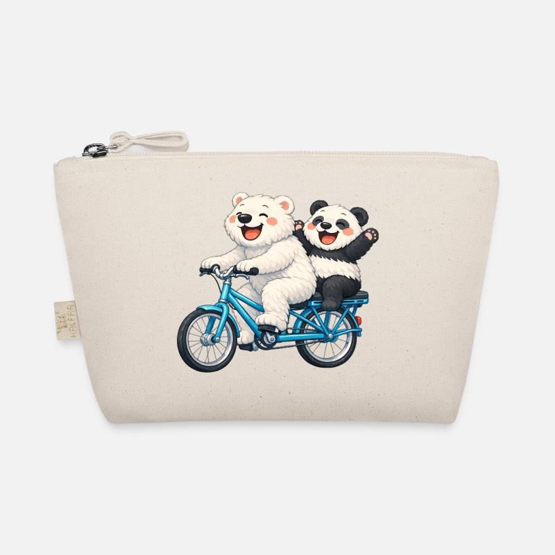 Zwei Teddybären auf einem Fahrrad Bio-Täschchen
