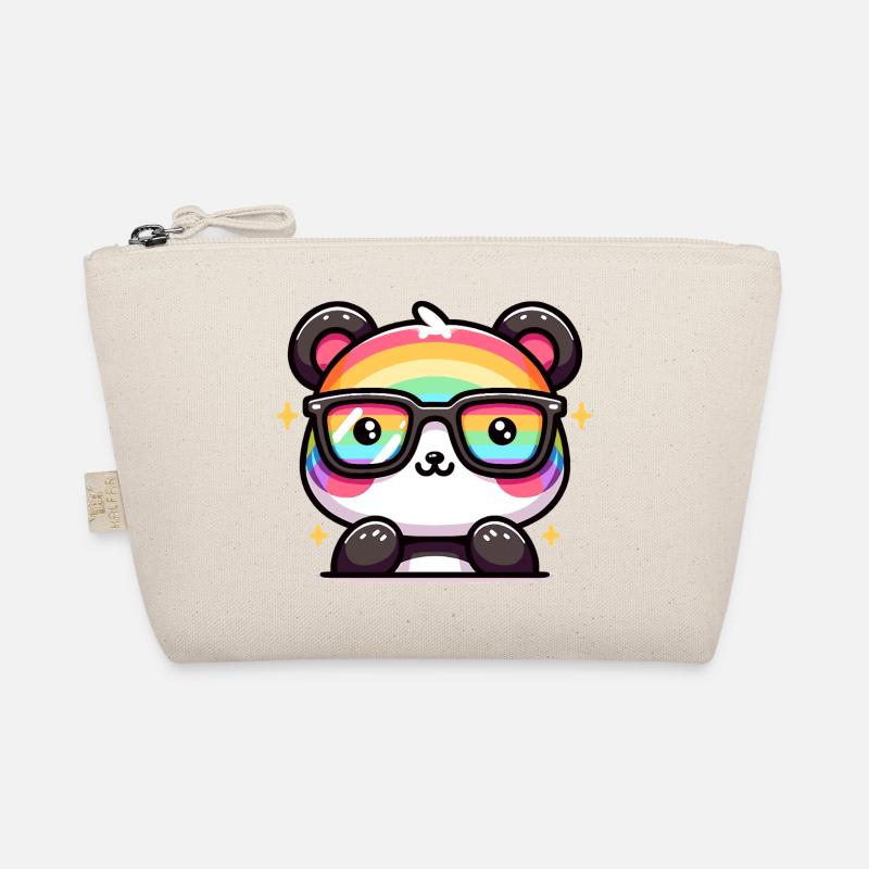 Regenbogen Panda mit Sonnenbrille Bio-Täschchen