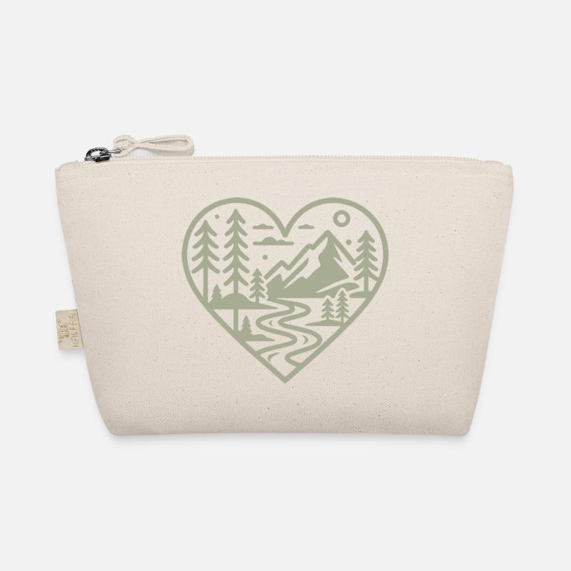 Heart Shape Landscape with Mountains & River Organic Pouch