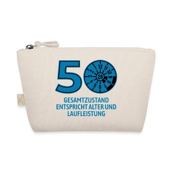 HU April 2026 - 50 Jahre - Geburtstag Geschenk - Bio-Täschchen - Natur - Vorne