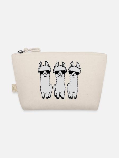 Drei Coole Lamas Reihe Sonnenbrille Lustig Tier - Bio-Täschchen - Natur - Vorne