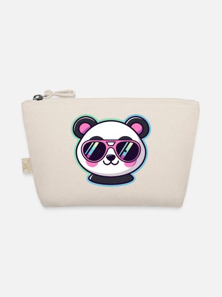 Panda pop retro pink glasses - Organic Pouch - nature - Front
