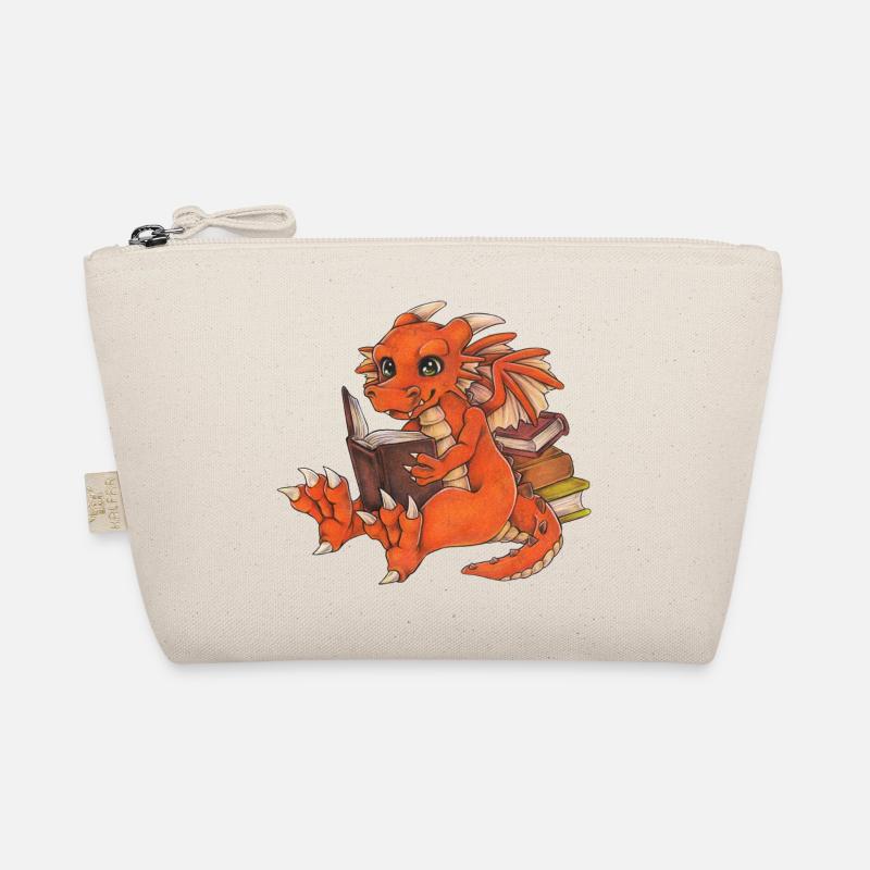 Niedlicher Lesender Drache Fantasy Geschenkidee Bio-Täschchen