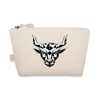 Geometric bull's head black and white, zodiac sign - Organic Pouch - nature - Front