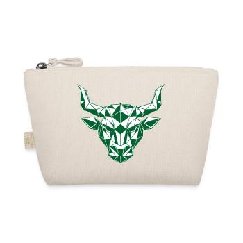 Geometric Bull Head Green Polygon - Organic Pouch - nature - Front