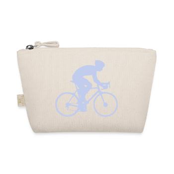 Cyclist silhouette in pastel blue - Organic Pouch - nature - Front