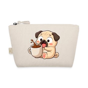 Cute Pug Coffee Coffee Lover Cartoon Funny - Organic Pouch - nature - Front