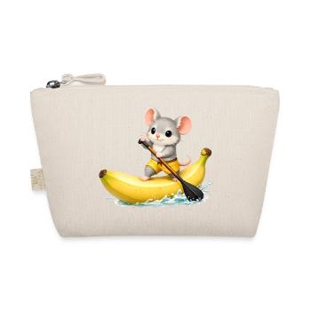 Süße Maus auf Banane SUP Kawaii Motiv - Bio-Täschchen - Natur - Vorne