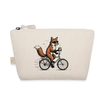 Fuchs auf Fahrrad mit Kaffee – Tier Humor - Bio-Täschchen - Natur - Vorne