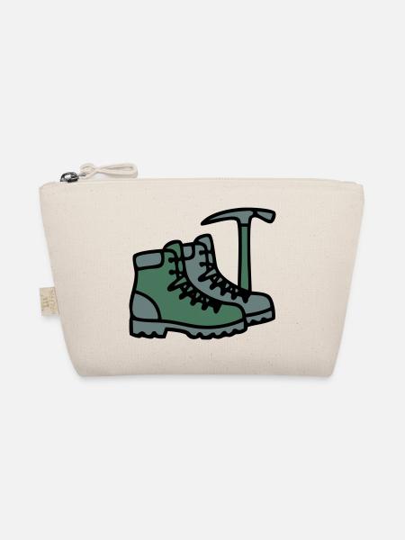 Wanderschuhe Eispickel Bergsteiger Alpen Wanderer - Organic Pouch - nature - Front