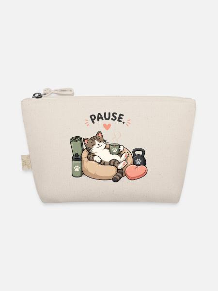 Katzenpause: Kaffeepause im Körbchen - Bio-Täschchen - Natur