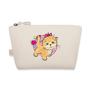 Playful Kitten with Pink Bow - Organic Pouch - nature - Front