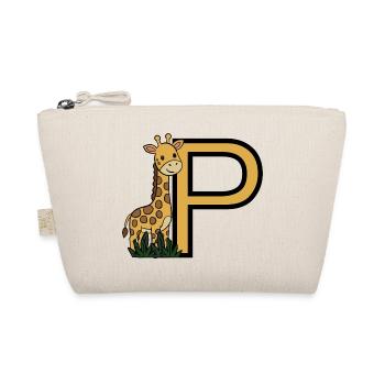 Giraffe neben Großbuchstabe P - Bio-Täschchen - Natur - Vorne