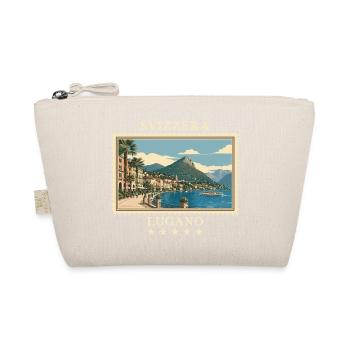 Schweiz Lugano Vintage Reisemarke - Bio-Täschchen - Natur - Vorne