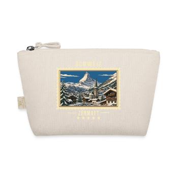 Schweiz Zermatt Winter Vintage Reisemarke - Bio-Täschchen - Natur - Vorne