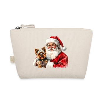 Weihnachtsmann- und Yorkshire Terrier-Kunst - Bio-Täschchen - Natur - Vorne
