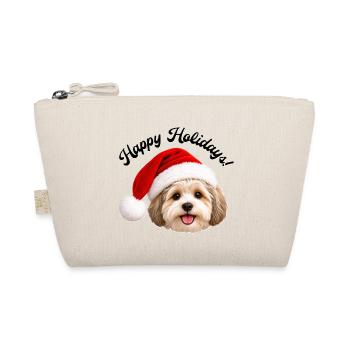 Hund mit Weihnachtsmannmütze - Bio-Täschchen - Natur - Vorne