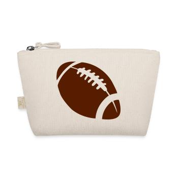 Braunes Football-Design mit Nahtstich - Bio-Täschchen - Natur - Vorne