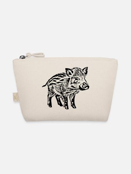 Wildschwein Frischlinge Geschenkidee Jäger - Bio-Täschchen - Natur