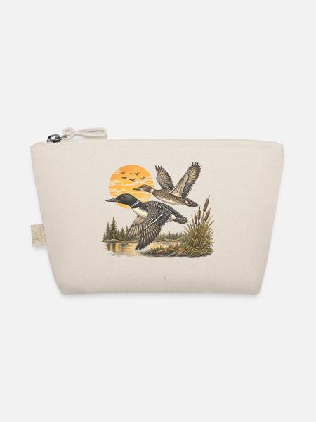 Vintage Common Loon Pair Flying Lake Wildlife Bird - Bio-Täschchen - Natur