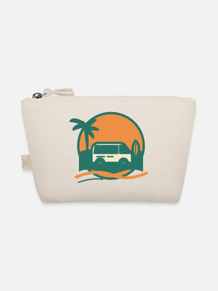 Sonnenuntergang Surfbus am Strand - Bio-Täschchen - Natur