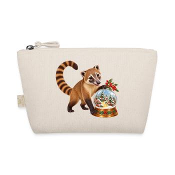 Nasenbär mit winterlicher Beerenwald-Schneekugel - Bio-Täschchen - Natur - Vorne