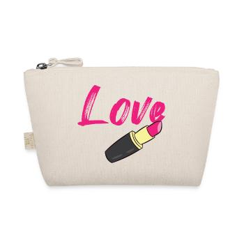 Lippenstift - Love mit Lippenstift geschrieben - Bio-Täschchen - Natur - Vorne