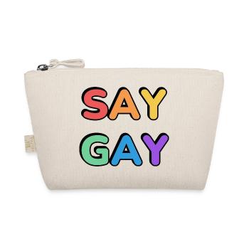 SAY GAY rainbow pride text - Organic Pouch - nature - Front
