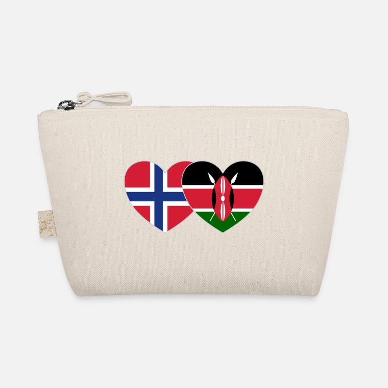 Norwegen Kenia Flagge Herz - Bio-Täschchen - Natur