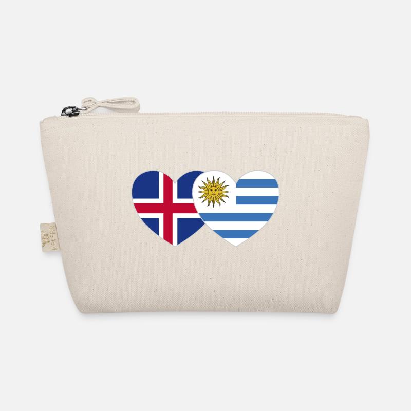 Iceland Uruguay Flag Heart Organic Pouch